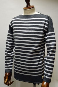 FILEUSE D'ARVOR BASQUE SHIRT Brest Made in France フィールズダルボー バスクシャツ ブレスト ヴィンテージリブ CHARCOAL × LT.GRAY 