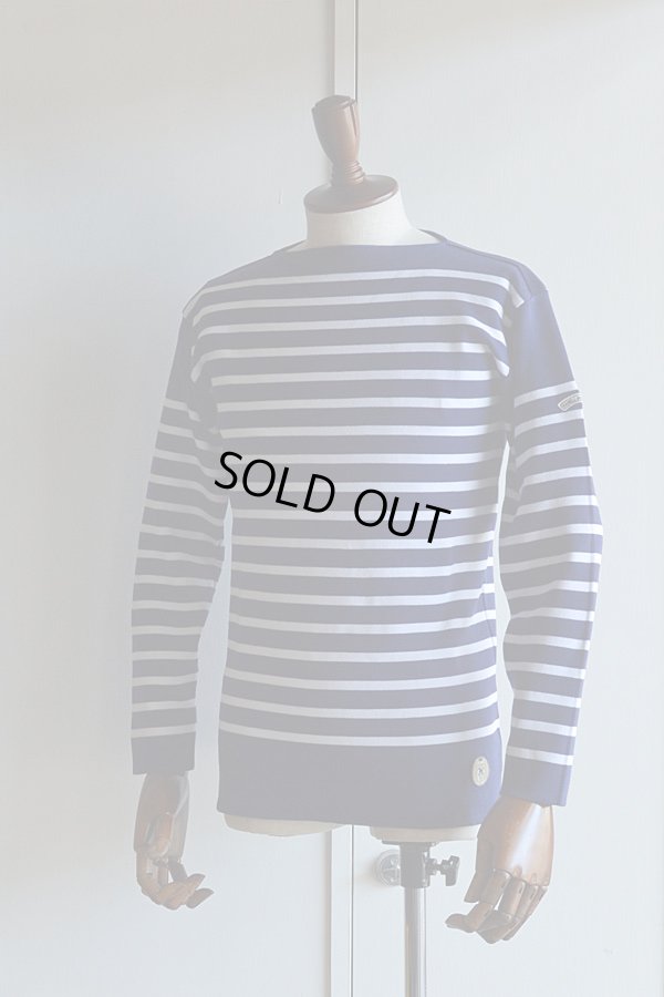 画像1: カネル バスクシャツ ミッドシップ ヴィンテージリブ フランス製 Kanell industriel BASQUE SHIRT Midship Made in France INK × BLANC