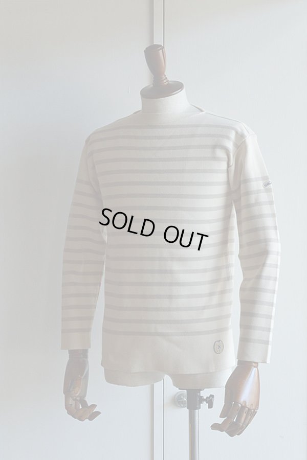 画像1: カネル バスクシャツ ミッドシップ ヴィンテージリブ フランス製 Kanell industriel BASQUE SHIRT Midship Made in France ECRU × SABBIA