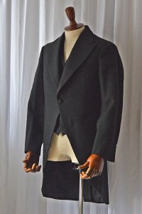 1930s アンティークモーニングコート バラシャツイード 2ピース ハンドメイド手縫い ビスポークオーダー品 Antique Morning coat Barathea Tweed Two-Pieces Handmade Made in France Bespokeorder 
