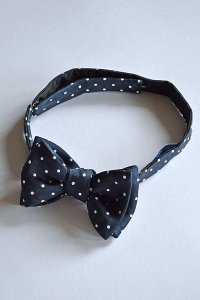 オリジナルシルクボウタイ ネイビードット フランス製 Original Bowtie Made in France Navy Dot