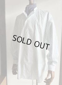 ハバーサック アシンメトリーバンドカラーシャツ ストライプ Haversack 