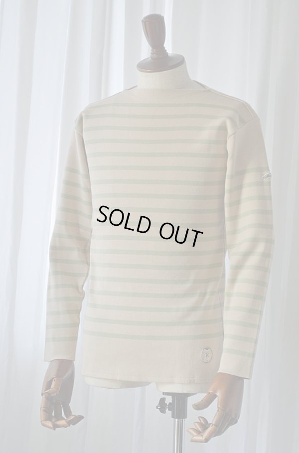 画像1: カネル バスクシャツ ミッドシップ ヴィンテージリブ フランス製 Kanell industriel BASQUE SHIRT Midship Made in France CAFE AU LAIT × PISTACHE