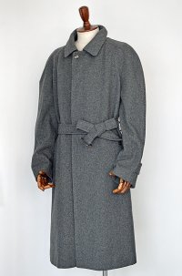 1980's ヴィンテージバーバリー ベルテッドステンカラーコート ベルト付き グレイフランネル 52 スペイン製 Vintage Burberry Balmacaan Coat Flannel Made in Spain