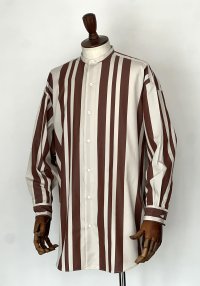 ハバーサック アタイア 太ストライプ スタンドカラーシャツ Haversack Attire