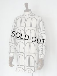 ハバーサック アタイア スタンドカラーシャツ ウッドブロックプリント Haversack Attire