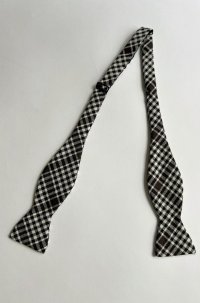 オリジナル ウールボウタイ タータンチェック 黒 手結び Original Wool Bowtie Made in Japan 