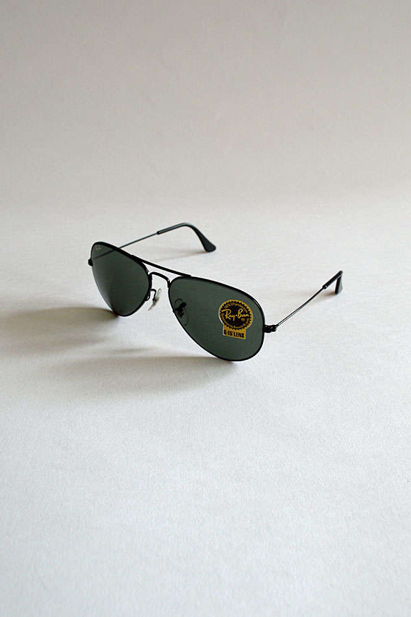 1980'S Dead Stock Ray Ban Aviator Classic Metals Large Metal Black ...