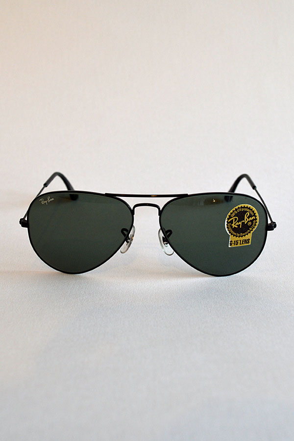 1980'S Dead Stock Ray Ban Aviator Classic Metals Large Metal Black G-15