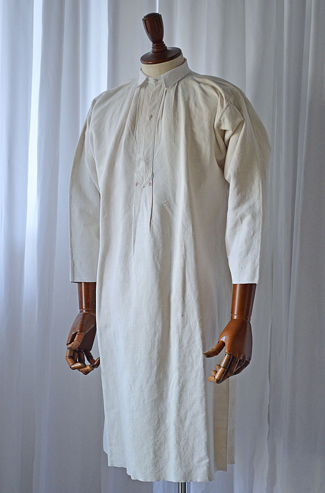 画像1: 1890s〜1900s フレンチアンティークリネンロングシャツファーマーズシャツAntique French Linen Long Shirts Farmer's  