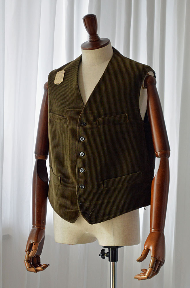 画像1: 1920s デッドストック アンティーク フレンチ ウエストコート コーデュロイ antique French Waistcoat Corde Deadstock