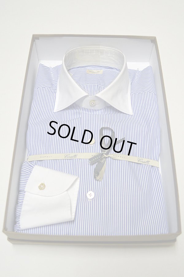 画像1: Ciriello チリエッロ ドレスシャツ クレリック ブルーストライプ