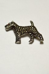 画像: 1930'S ヴィンテージシルバーマルカジットドックブローチ コスチュームジュエリー Made in England 