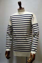 画像: FILEUSE D'ARVOR BASQUE SHIRT Brest Made in France フィールズダルボー バスクシャツ ブレスト ヴィンテージリブ ECRU×MARINE