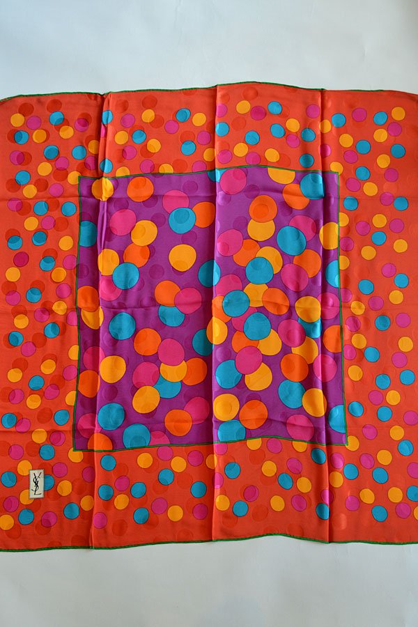 画像1: Dead Stock 80s Yves Saint Laurent Foulards ヴィンテージスカーフ Spots