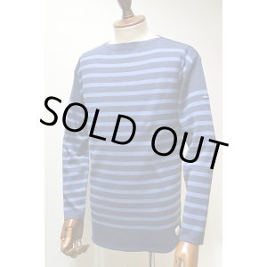 画像: FILEUSE D'ARVOR BASQUE SHIRT Brest Made in France フィールズダルボー バスクシャツ ブレスト ヴィンテージリブ MARINE × PACIFIC BLUE