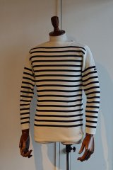 画像: FILEUSE D'ARVOR BASQUE SHIRT Brest Made in France フィールズダルボー バスクシャツ ブレスト ヴィンテージリブ PURE × BLACK