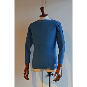 画像:  FILEUSE D'ARVOR BASQUE SHIRT Brest Made in France フィールズダルボー バスクシャツ ブレスト ヴィンテージリブ PASTEL BLUE