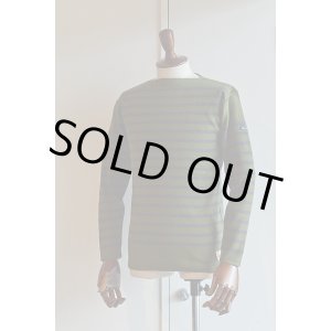 画像: FILEUSE D'ARVOR BASQUE SHIRT Brest Made in France フィールズダルボー バスクシャツ ブレスト ヴィンテージリブ OLIVE × CHACOL