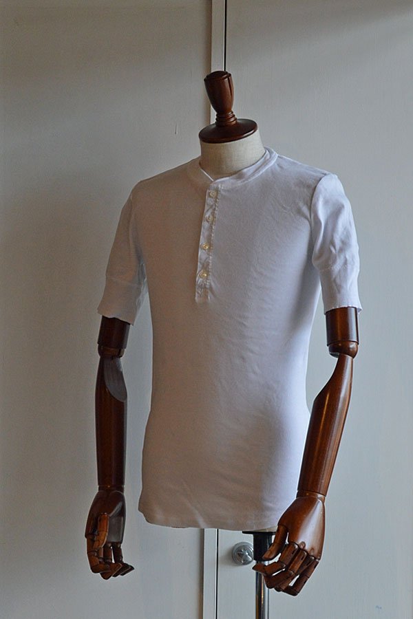 画像1: Schiesser Henley Neck Short Sleeve KARL HEINZ White シーサー ヘンリーネック 半袖 白 