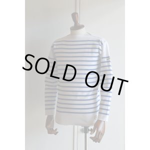 画像: カネル バスクシャツ ミッドシップ ヴィンテージリブ フランス製 Kanell industriel BASQUE SHIRT Midship Made in France BLANC × SKY