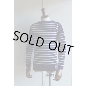 画像: カネル バスクシャツ ミッドシップ ヴィンテージリブ フランス製 Kanell industriel BASQUE SHIRT Midship Made in France INK × BLANC