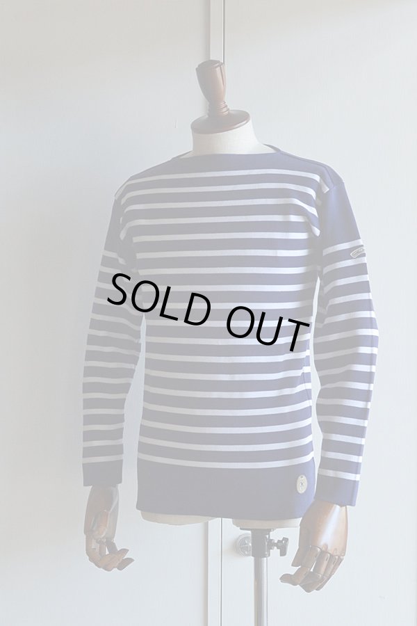 画像1: カネル バスクシャツ ミッドシップ ヴィンテージリブ フランス製 Kanell industriel BASQUE SHIRT Midship Made in France INK × BLANC