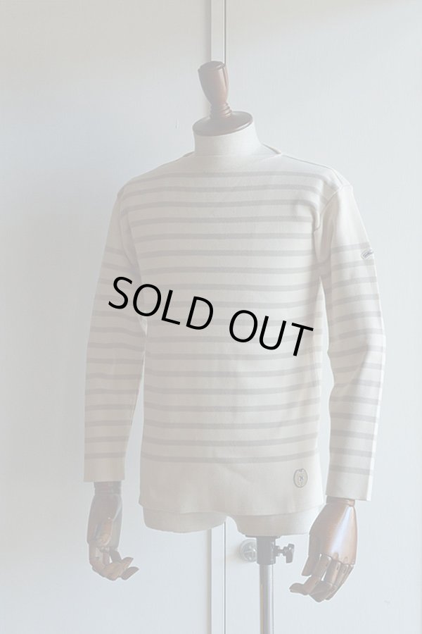 画像1: カネル バスクシャツ ミッドシップ ヴィンテージリブ フランス製 Kanell industriel BASQUE SHIRT Midship Made in France ECRU × SABBIA