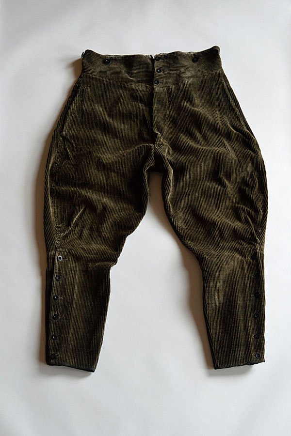 画像1: 1900s〜10s アンティークハンティングジョッパーズ 太畝コーデュロイ Antique Hunting Jodhpurs Trousers French Heavy Corduroy Made in France