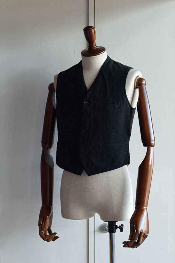 画像1: 1920s アンティークツイードチェックウエストコート ビスポークオーダー品  Antique Tweedcheck Waistcoat Handmade Made in France Bespokeorder 