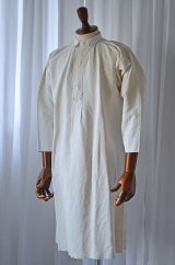 画像: 1890s〜1900s フレンチアンティークリネンロングシャツファーマーズシャツAntique French Linen Long Shirts Farmer's  