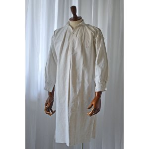 画像: 1890s〜1900s フレンチアンティークリネンロングシャツファーマーズシャツAntique French Linen Long Shirts Farmer's  