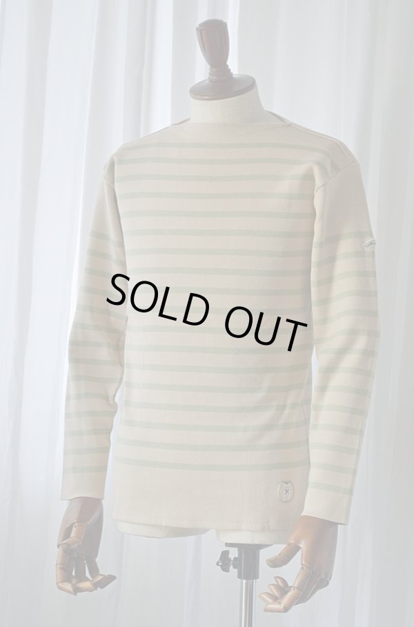 画像1: カネル バスクシャツ ミッドシップ ヴィンテージリブ フランス製 Kanell industriel BASQUE SHIRT Midship Made in France CAFE AU LAIT × PISTACHE