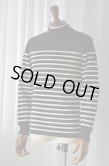画像: ルミノア モックネックセーター ネイビーボーダー Le minor Sailor Jumper Mockneck Made in France 
