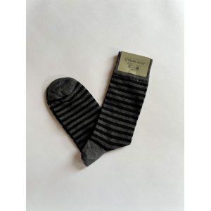 画像: ジョンスメドレー シーアイランドコットン ボーダーソックス  チャコールグレー× ブラック JOHN SMEDLEY BERWICK