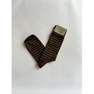画像: ジョンスメドレー シーアイランドコットン ボーダーソックス  ボルドー × オリーブ JOHN SMEDLEY BERWICK