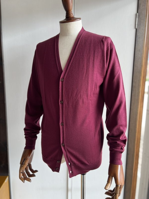 画像1: ジョンスメドレー カーディガン メリノウール 30ゲージ JOHN SMEDLEY PETWORTH