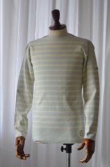画像: カネル バスクシャツ ミッドシップ ヴィンテージリブ フランス製 Kanell industriel BASQUE SHIRT Midship Made in France VERT D'EAU × VANILLE