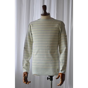 画像: カネル バスクシャツ ミッドシップ ヴィンテージリブ フランス製 Kanell industriel BASQUE SHIRT Midship Made in France VERT D'EAU × VANILLE