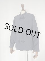 画像: ハバーサック リネンスタンドカラージャケット チャイナデザイン ネイビー Haversack 