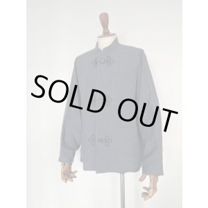 画像: ハバーサック リネンスタンドカラージャケット チャイナデザイン ネイビー Haversack 