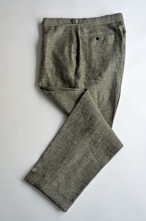 画像1: ヘリンボーンリネントラウザー