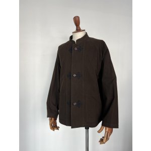 画像: ハバーサック コットンフランネルスタンドカラージャケット チャイナデザイン ブラウン Haversack 