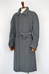 画像: 1980's ヴィンテージバーバリー ベルテッドステンカラーコート ベルト付き グレイフランネル 52 スペイン製 Vintage Burberry Balmacaan Coat Flannel Made in Spain