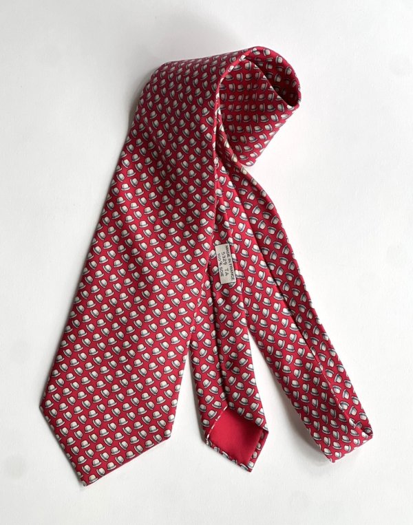 画像1: 1970'S ヴィンテージエルメス シルクタイ レッド Vintage Hermes Silk Print Tie