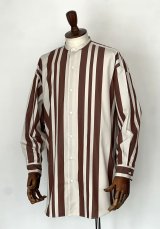 画像: ハバーサック アタイア 太ストライプ スタンドカラーシャツ Haversack Attire