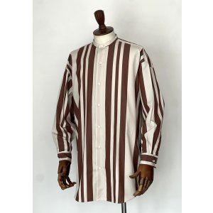 画像: ハバーサック アタイア 太ストライプ スタンドカラーシャツ Haversack Attire