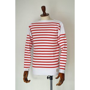 画像: カネル バスクシャツ ミッドシップ ヴィンテージリブ フランス製 Kanell industriel BASQUE SHIRT Midship Made in France  BLANC × ROUGE