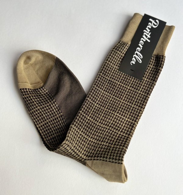 画像1: パンセレラ ソックス ハウンドトゥース キャメル Pantherella Socks Houndstooth Camel