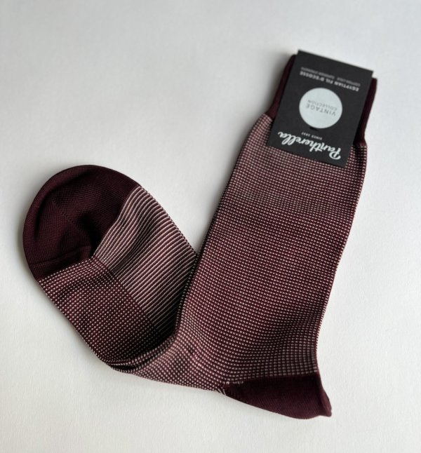 画像1: パンセレラ ソックス バーズアイ ボルドー Pantherella Socks Bordeaux Birdseye